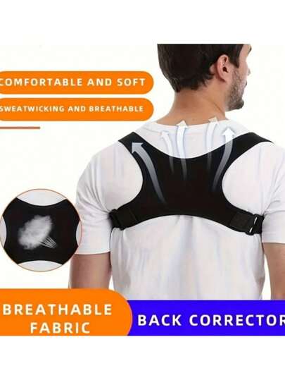 ComfortFit 姿势矫正器，男女适用 - 可调节、透气的矫形支架 - 无缝上背部、脊柱、颈部和肩部支撑 - 适合日常佩戴，锁骨稳定 - 促进健康姿势，防止懒散健身房配件、运动、健身房、家庭锻炼、按摩器、按摩
