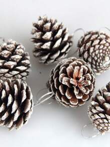 6 件天然松果装饰，随机款式带白色边缘的松果饰品，家居装饰，房间装饰，墙壁装饰 - 紫紅色 - 查看 2