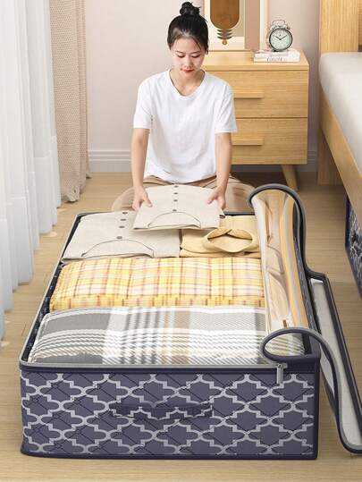 1pc Dustproof Under Bed Storage Box With Reinforced Handles For Comforter, Blanket, Bedding, Pillow, And Toys Bedroom Accessories, Underbed Shoes Closet Storage Solution With Clear Window And Reinforced Handles For Blanket, Comforter, Bedding, Clothes School Organizer Bags Teacher Storage Bags Bedroom, Organizer, Home Storage, White T Shirt Women, Black Pants Women, Ladies Winter Clothes, Dress,