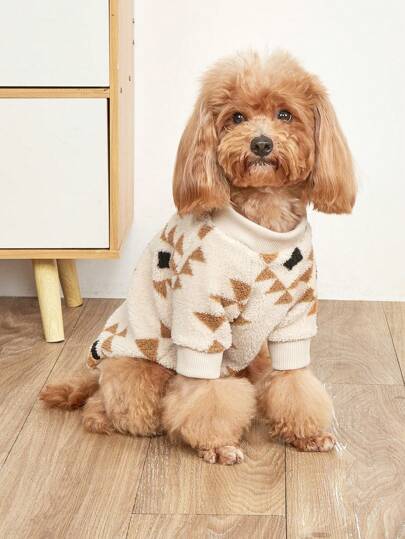 1 pieza Sudadera con capucha para mascotas con estampado geométrico de tótem, adecuada para gatos y perros