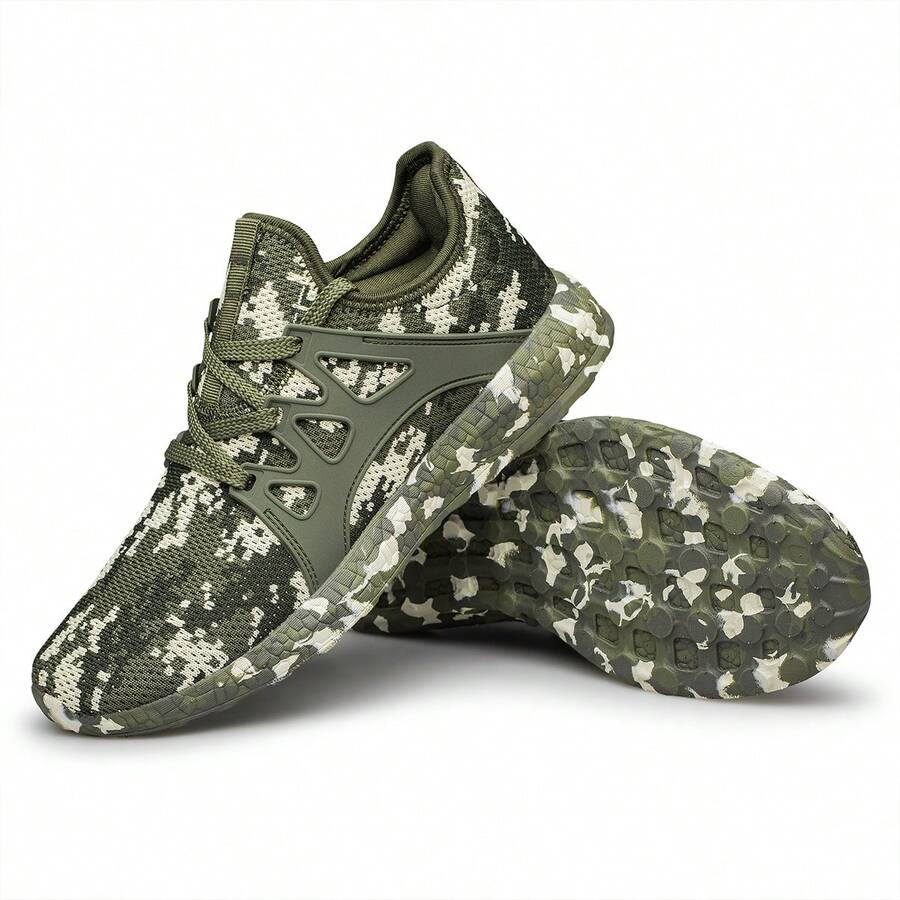 Men's Walking Shoes Breathable Lightweight Comfortable Non Slip Sneakers Running Tennis Workout Shoes - 軍綠色 - 查看 1