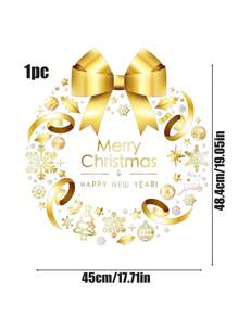 1件装免胶静电吸附花环玻璃窗橱柜可移除墙贴，最佳礼物家居装饰圣诞装饰房间装饰圣诞节冬季圣诞装饰家居圣诞礼物圣诞装饰 - 彩色 - 查看 5