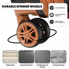 Vali xách tay 16 inch nhẹ ABS Vỏ cứng có khóa TSA Bánh xe xoay Tay cầm dạng ống lồng cho hành lý xách tay Vali du lịch Vali vali Vali bền bỉ - Đen-1 - Xem 7