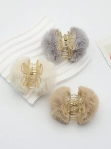 3 chiếc kẹp tóc nữ màu trơn bằng acrylic giả lông thỏ hình quả anh đào dễ thương, phụ kiện tóc phong cách Kawaii dùng hàng ngày, kẹp tóc càng cua, kẹp tóc cài đầu, đồ dùng học tập, mùa đông, phụ kiện đội đầu, ghim cài tóc - Nhiều màu - Xem 10