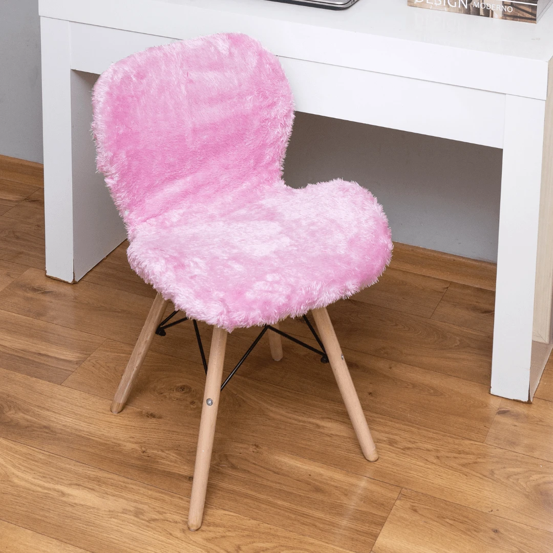 D Vieira Textil Decor Eames Eiffel Slim Short Hair Chair Cover Office Study Manicure Dressing Table Desk Bedroom Decor Female Girl - 淺粉色 - 查看 1