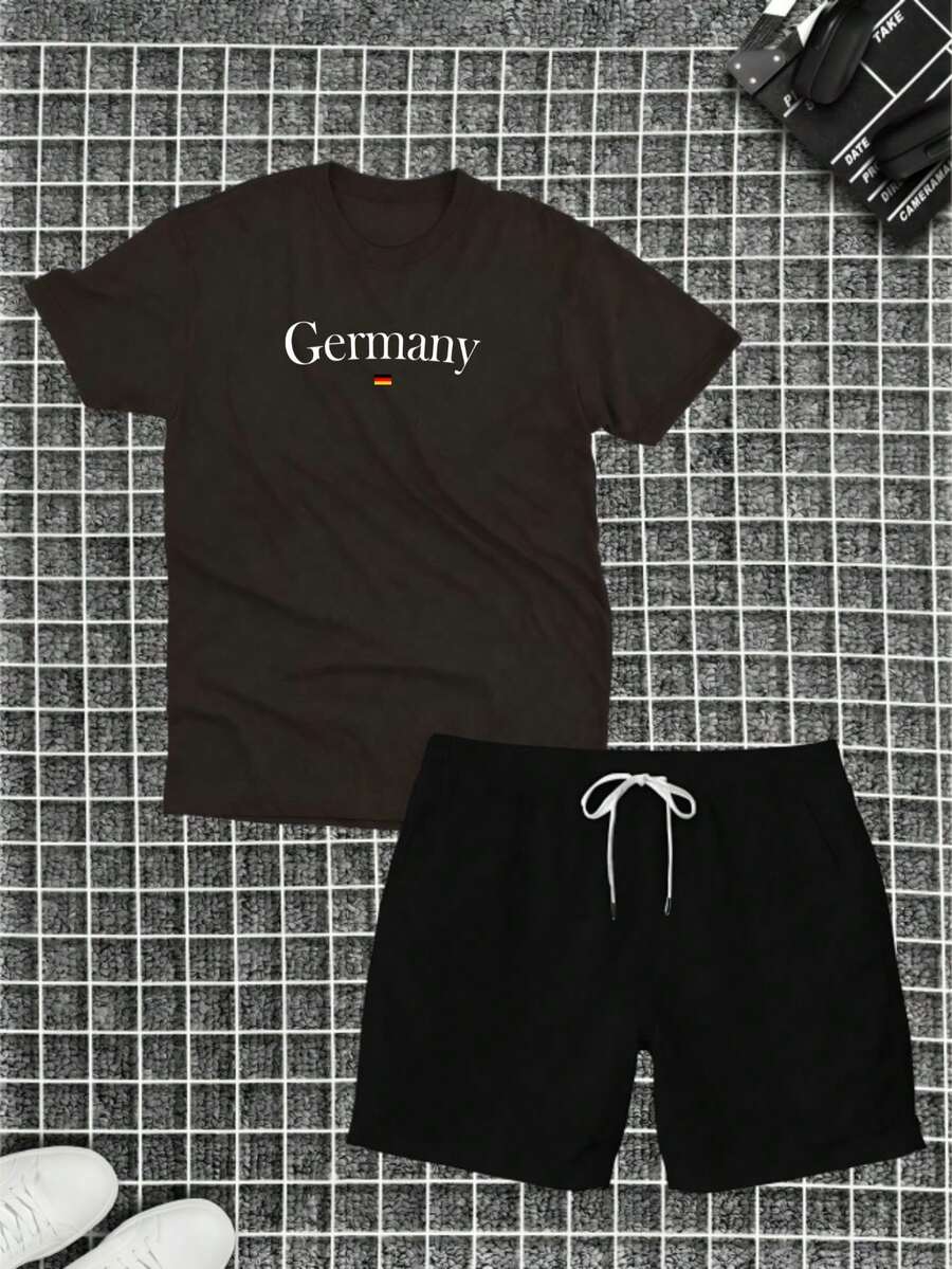 Germany Kit Cotton T-Shirt + Tectel Shorts Summer Set - Acajou - Voir 1