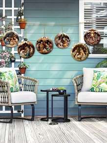 1/6pcs Wooden Visual Nativity Scene Pendant, Jesus Nativity Tree Pendant Decoration,Nativity Scene Virgin Mary Gift Thanksgiving Gift ,For Mom Gift For Window Decoration Room Decoration Wall,Creative New Ornament For Decoration Home Decor Christmas Decorations Christmas