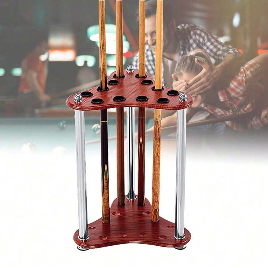SHZICMY Billiards Pool Stick Holder, Floor Stand Pool Cue Rack, Hardwood Pool Cue Organizer Suit For 12 Cues Sticks, Storage Pool Table Accessories Equipment Organizer Red - Red - View 1
