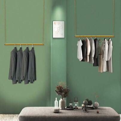  Futchoy 2pcs Perchero de Ropa de Metal Dorado Perchero de Ropa Colgante Estante de Cadena, Soporte de Exhibición de Prendas (Tamaño: L90cmXH180)