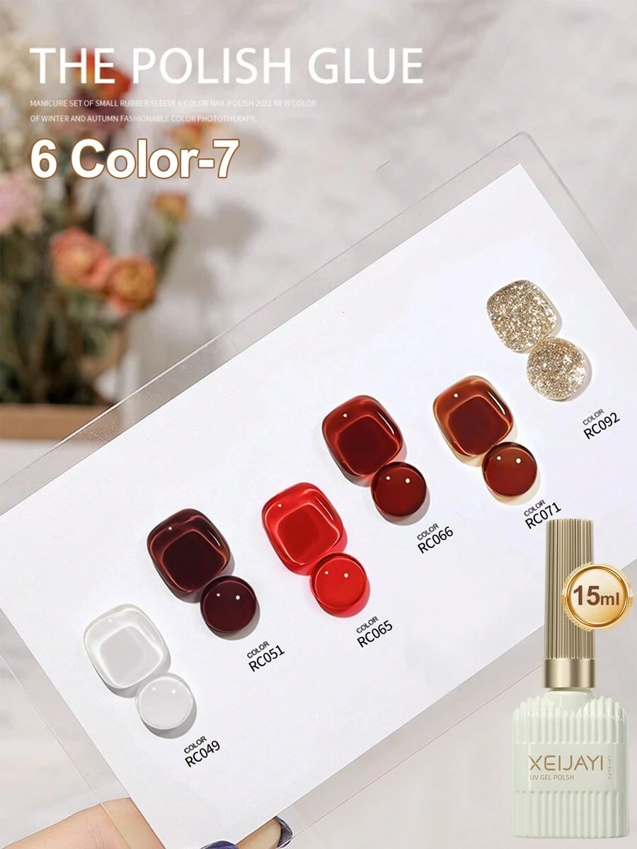 XEIJAYI 6Pcs 15ML Gel Nail Polish Set, Summer Popular Color Gel Varnish Nail Kit, Soak Off UV/LED Gel Polish, For Home Salon Nail Art Christmas DIY - Nhiều màu - Xem 1