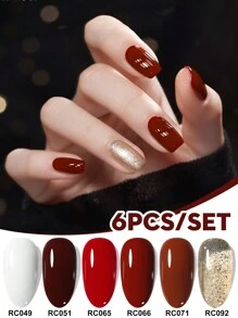 XEIJAYI 6Pcs 15ML Gel Nail Polish Set, Summer Popular Color Gel Varnish Nail Kit, Soak Off UV/LED Gel Polish, For Home Salon Nail Art Christmas DIY - Nhiều màu - Xem 2