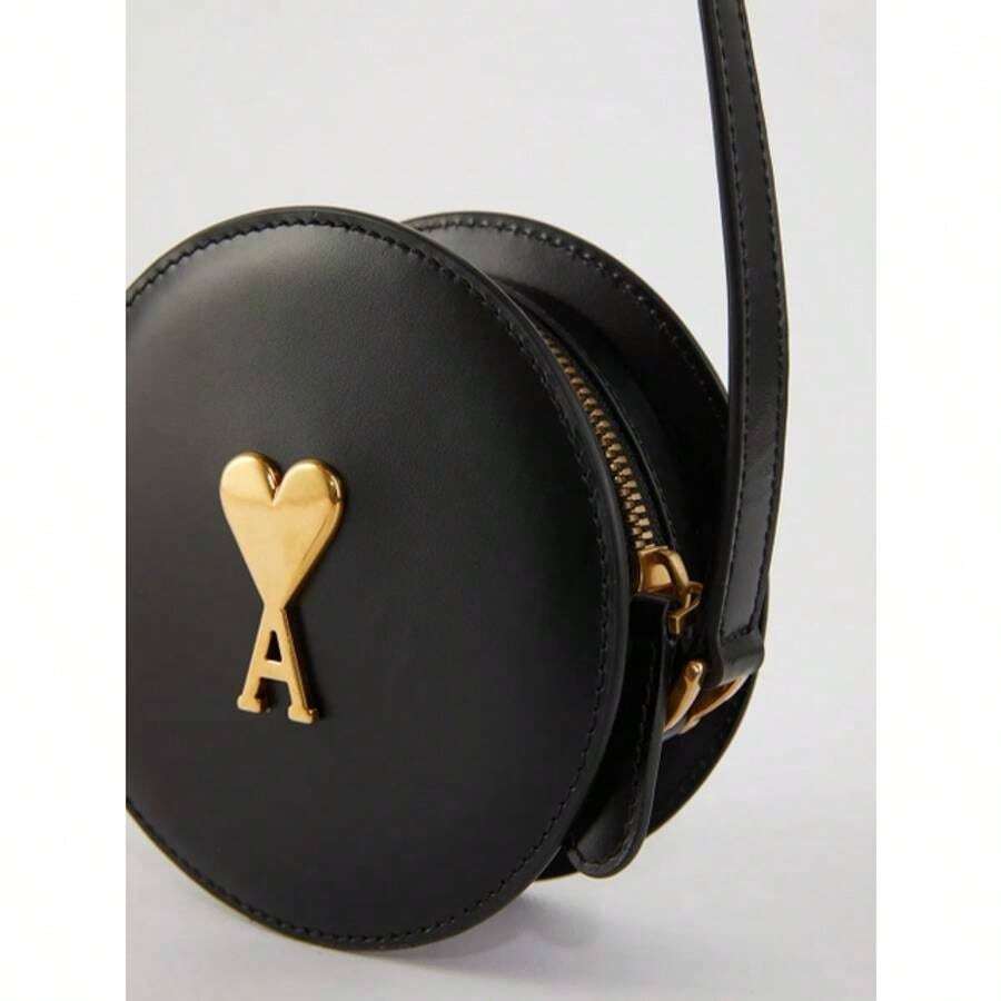 AMI Paris Round Leather Cross Bag Black SHEIN USA