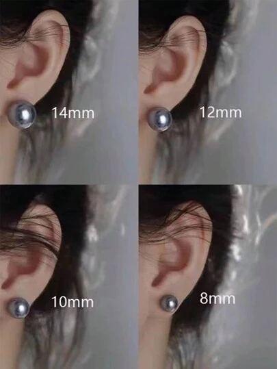 GAGAFEEL 1对S925纯银3mm/4mm/5mm/6mm/8mm/10mm/12mm/14mm白色珍珠耳钉，简约奢华优雅珍珠耳环，个性化耳环，女孩生日礼物