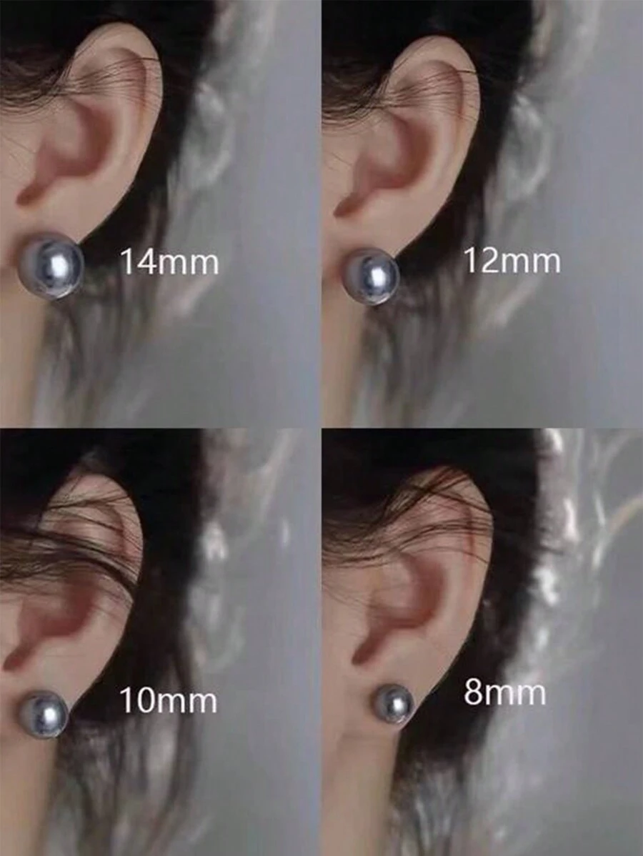 GAGAFEEL 1 Đôi bông tai bạc S925 đính ngọc trai trắng kích thước 3mm/4mm/5mm/6mm/8mm/10mm/12mm/14mm, kiểu dáng tối giản sang trọng, bông tai cá nhân hóa, quà tặng sinh nhật cho bé gái