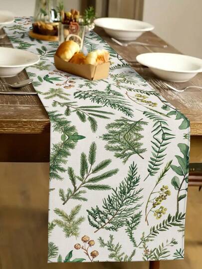 1pc Bladpatroon Tafelloper, Dagelijkse Thuisdecoratie Tafelloper, Lente/Zomer Thuisdecoratie Binnen/Buiten Feestbenodigdheden, Kamerdecoratie, Geschikt voor Dagelijkse Thuiskeukendecoratie en Evenementfeestdecoratie