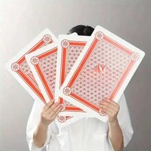 54 piezas Cartas de juego extra grandes y extra grandes, tarjetas de papel grandes, tarjetas de números grandes gigantes para juegos de interior/exterior, fiestas y vacaciones, juegos de fiesta de adultos aptos para Halloween/Navidad/Acción de Gracias - Rojo - Ver 9