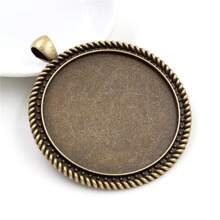 2pcs Fits 40mm Round Pendant Cabochon Blank Base Setting DIY Jewelry Making Accessories Findings