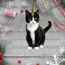 1 件黑猫圣诞树装饰 - 可爱的亚克力猫装饰，适合节日装饰，非常适合猫爱好者，宠物主题圣诞礼物，燕尾服猫挂饰适合节日家居装饰 - 黑色 - 查看 6