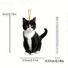 1 件黑猫圣诞树装饰 - 可爱的亚克力猫装饰，适合节日装饰，非常适合猫爱好者，宠物主题圣诞礼物，燕尾服猫挂饰适合节日家居装饰 - 黑色 - 查看 3