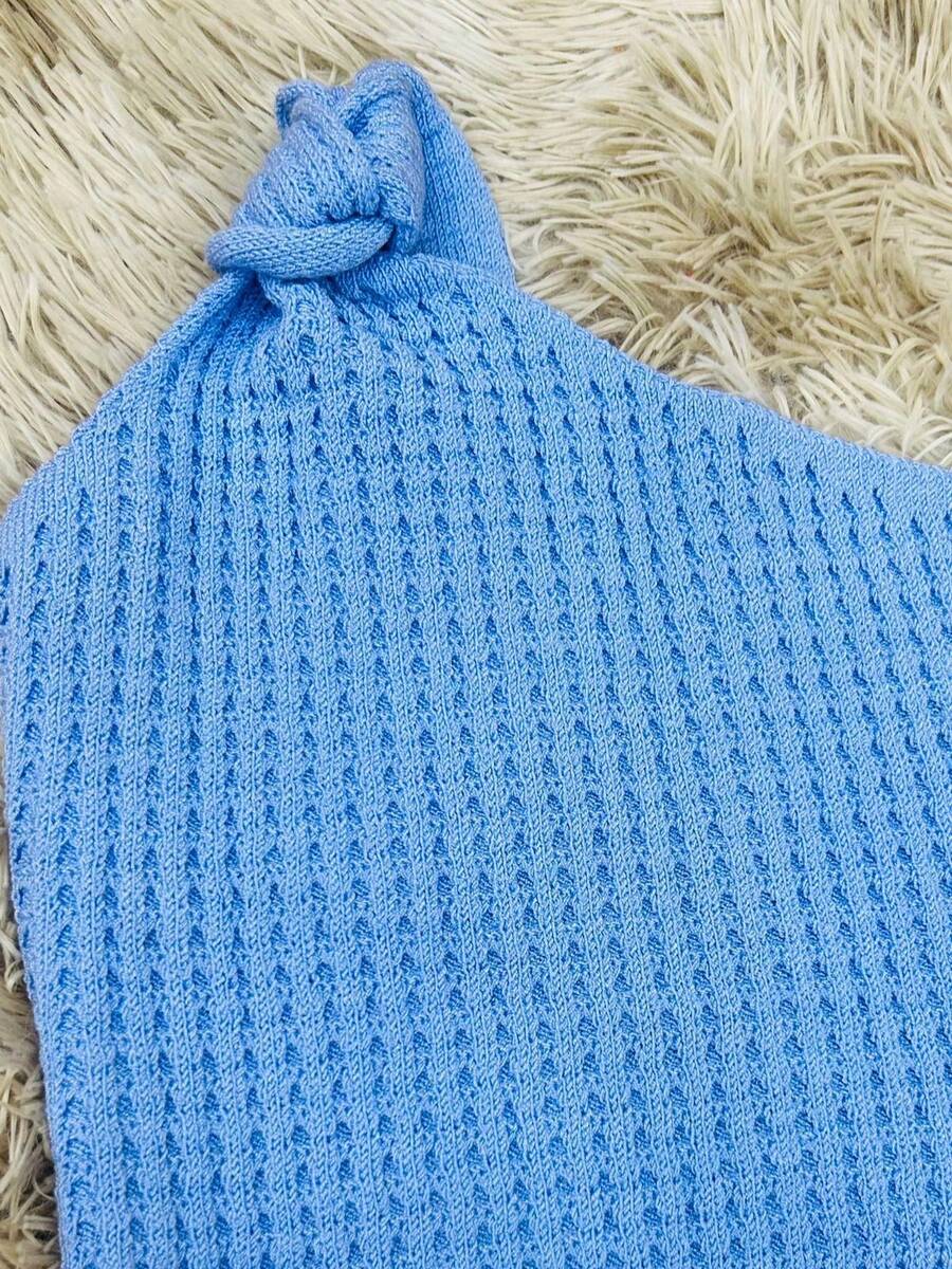 Single Sleeve Crop Top / Mule Sleeve - Màu xanh nhạt - Xem 1