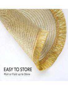 Set di tovagliette circolari intrecciate con glitter e nappe, set di sottobicchieri naturali intrecciati, lavabili e antiscivolo, adatti per tavoli da pranzo, riunioni domestiche, Ognissanti, Natale, feste di matrimonio, disponibile in 2, 4 o 6 pezzi (38 cm)