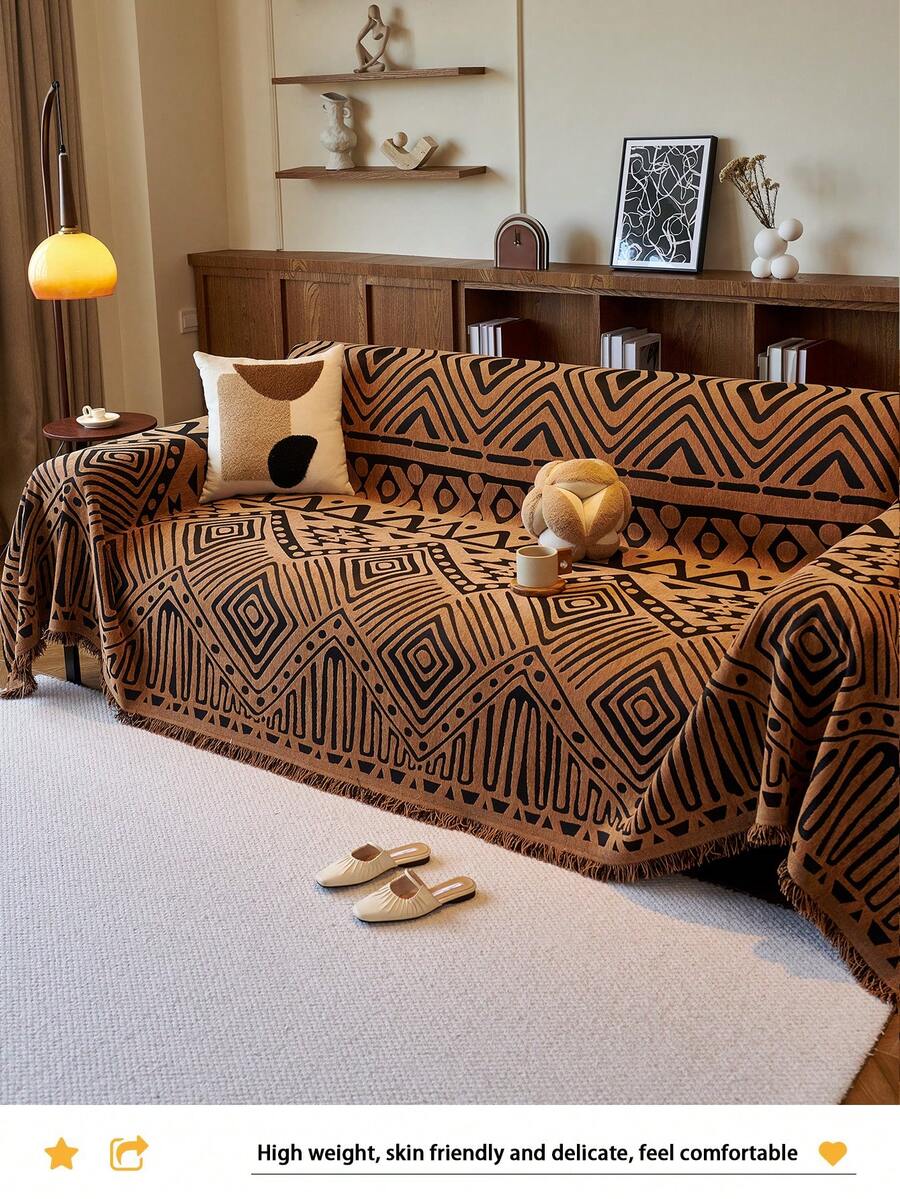 1pc All Season Chenille Jacquard AntiSlip Sofa Cover, Modern