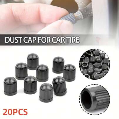 20Pcs Premium Black ABS Plastic Wheel Tire Valve Stem Caps - Dustproof, Waterproof, And Airtight Cover - Protect Your Cars, Trucks, Motorcycles, BicyclesTires From Debris And Moisture
