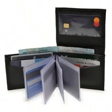 Men's L-Shaped Wallet, Driver's License Card Holder, Documents, Modern Slim - màu đen - Xem 3