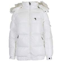 Womens Full Zip Heavyweight Bubble Jacket With Detachable Fur Hood - 白色 - 查看 2