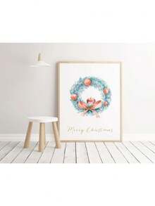 1 件圣诞节海报可爱卡通绘画海报麋鹿圣诞老人帆布印刷节日海报墙壁艺术装饰画家居装饰无框，圣诞礼物 - 彩色 - 查看 85