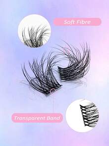 Asiteo 90 Pcs Cluster DIY Lash Set: Faux Mink Lashes Fluffy Messy 3D Cluster D Curl Lashes Mix Individual Eyelashes Extensions With Lash Bond & Seal - 彩色 - 查看 2