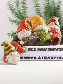 1 件侏儒架子坐垫收藏品小雕像，有趣的侏儒悬挂在架子或桌子边缘树脂雕像圣诞节装饰品，适合圣诞节家庭办公室装饰品礼物，万圣节，万圣节装饰 - 彩色 - 查看 1