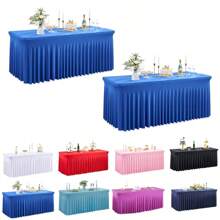 1/2pcs Spandex Tablecloths For Rectangle Tables, Wrinkle Free Fitted Table Cover Stretchy Table Cloths With Skirt For Parties Weddings Birthday Banquet, Event(Multiple Colors And Sizes Available) - Multicolor - View 18