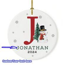 1pc Customizable Christmas Ornament - Personalized 26 Letter Alphabet Name - Festive Decoration, Customize Name Text, Christmas Gift For Yourself, Friends, Girlfriend, 8*8cm Round Ball Ornament,Christmas