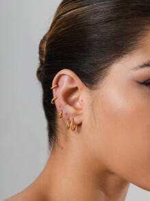 5 Đôi Bông Tai Vòng Nhỏ Cho Nữ: Bông Tai Vòng Huggie Mạ Vàng 18K Cho Sụn Helix Tragus, Bông Tai Hoop Nhỏ Bé - Vàng - Xem 4