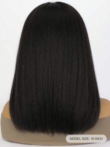 16 Inches Kinky Straight Bob Wig Black Shoulder Length Straight Bob  Synthetic Hair Wigs Bob Kinky Straight Wig Short Kinky Wig