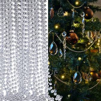 2.6英尺/9.8英尺/32英尺圣诞树串珠花环，仿珍珠链，人造珠子装饰花环，圣诞树，DIY装饰产品
