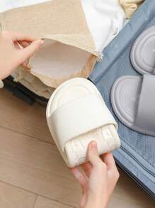 可折叠女士拖鞋，便携式旅行酒店拖鞋，高品质EVA材质非一次性防滑浴室拖鞋，男女通用尺码36-45，白色和粉色