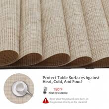 4pcs Interwoven Woven Vinyl Non-Slip Insulated Placemats Silver PVC Easy To Clean Premium Plastic Placemats, Heat Resistant Non-Slip Placemats For Dining Room Table, Kitchen Table Placemats - Multicolor - View 8