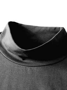 Men's Fashionable Versatile Solid Color Slim Fit Turtleneck Long Sleeve T-Shirt, Suitable For Spring And Autumn Daily Commute - Dark Grey - View 3