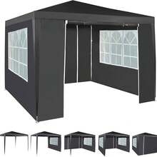 Event Gazebo With 4 Side Panels, Outdoor Waterproof Party Tent Marquee With Coated Steel Frame (3x3M) - Azul - Ver 6