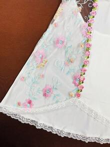 性感内衣套装：透明网眼刺绣牛奶丝拼布吊带连衣裙 - 白色 - 查看 7