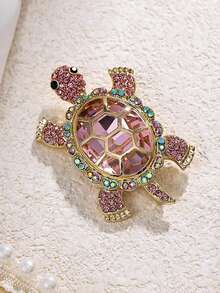 1pc Cute Kids Turtle Transparent Rhinestone Brooches Pins Classic Shiny Boutique Decoration Animal Exquisite Badges Corsage - one-size - View 3
