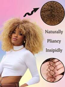 10-16英寸渐变金色卷发假发，蓬松合成假发，适合春季，短刘海假发，耐热纤维刘海假发，高密度时尚角色扮演假发 - 漸變金色 - 查看 7