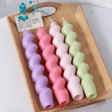 Khuôn nến Acrylic hình nón, Dụng cụ làm nến nhựa dài lượn sóng sọc, Trang trí tiệc cưới, Quà tặng trang trí nhà cửa - Trong sáng - Xem 4