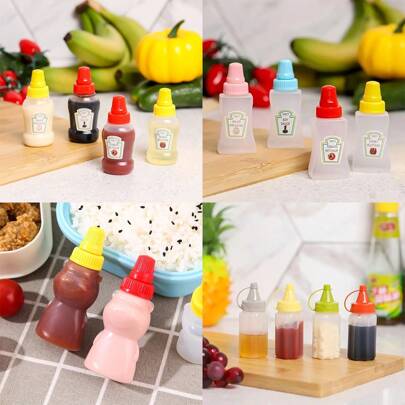 4/8pcs Mini Portable Condiment Bottles - Perfect For On-The-Go Travelers Office Lunch Summer Picnics Camping