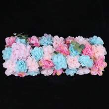 12Pcs Wedding Artificial Flower Wall Pink&Azure Hydrangea Rose Panel Party Decor Wall Backdrop For Wedding Backdrop Event Decor Baby Girls Room (Blue Pink) 12Pcs Artificial Flower Wall Wedding Venue Party Background Decor 40x60x2cm - 彩色 - 查看 10