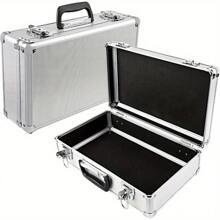 Lockable Flight Case Portable Aluminium Box Silver Carrying Case For Measurement Instruments Storage Toolbox (400 X 240 X 125 Mm) - Black - View 6