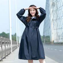 韓國風褸型女式雨衣，成人防水防風長袖騎行甜美女孩用 - 藏蓝色 - 查看 10