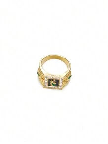 Hip Hop Men Rhinestone-Encrusted Religious St. Jude Necklace Personality Splice St. Jude Bracelet With Ring Rapper Suit